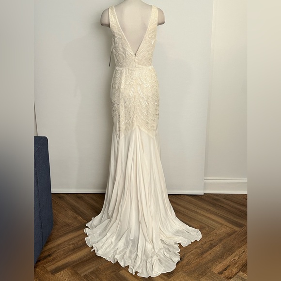 NICOLE MILLER BRIDAL WEDDING PS0004 $3500 SZ 8 AWH/ OFF WHITE - Picture 15 of 16